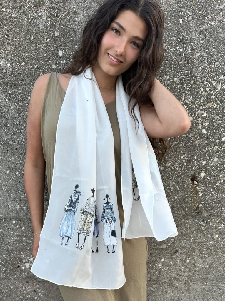 Silk scarf with Illustrations