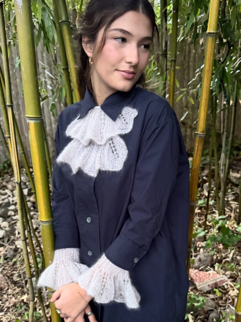 Hand knitted Jabot & Cuffs by GalinaCarrollDesigns